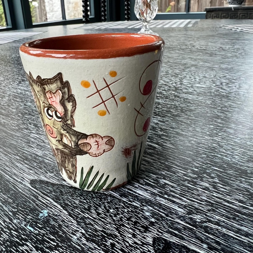 Handpainted and signed‎ Pig and Dragonfly Votive / Cup - Picture 4 of 7